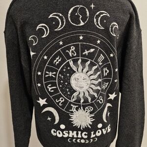 Cosmic Love Charcoal Astrological Womens Sweatshirt Size Small